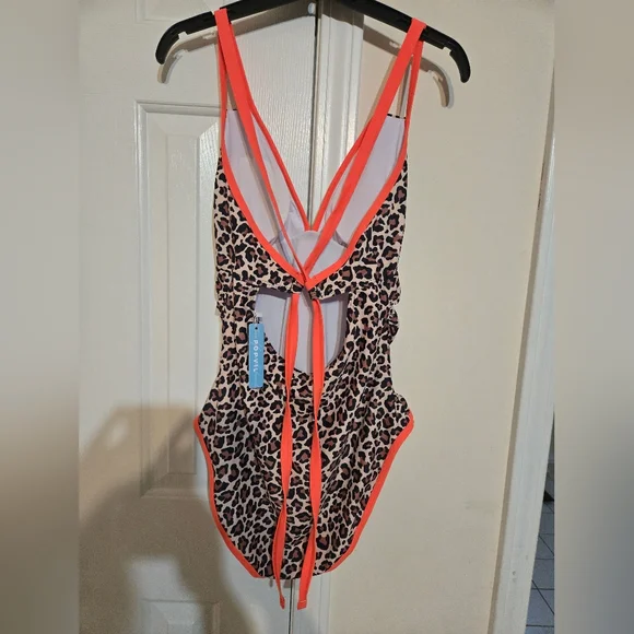 Popvil Leopard Print Swimsuit with Neon Trim - Picture 2 of 2